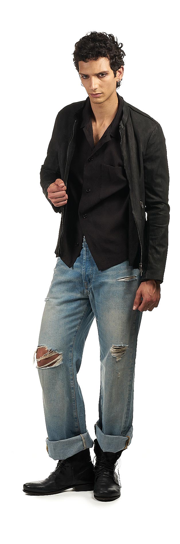 DANIELE BASTA LEATHER AND SILVER JACKET 